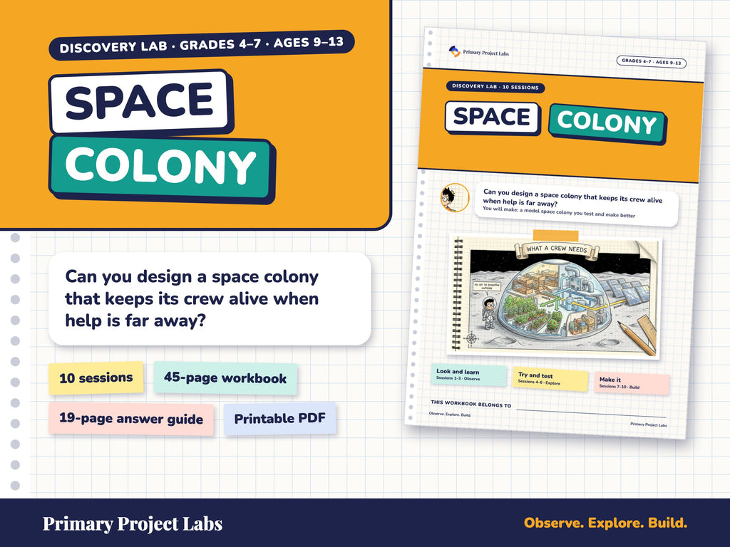 Space Colony Discovery Lab field-notebook cover
